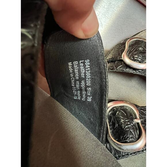 Dansko Sophie Sandals Size 39 US 8.5-9 Black Floral Tooled Leather Comfort Shoes - Picture 8 of 9